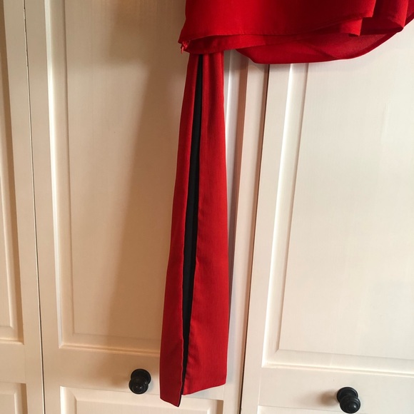 New York & Co Red Blouse with black lined - Picture 7 of 9